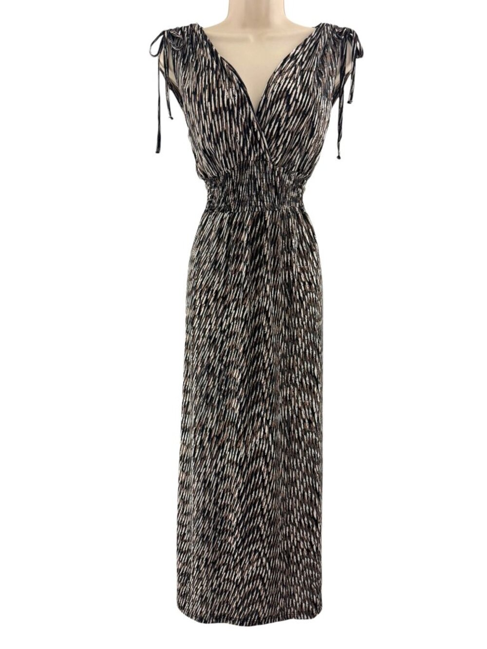 Studio West Apparel Smocked Waist Long Maxi Dress Size L Sleeveless Summer Party